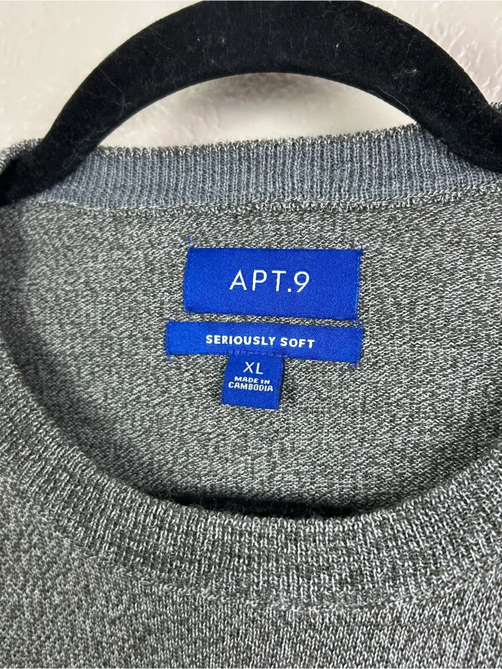 5 for$30 Apt. 9 Men's Heathered Gray Crewneck Knit Sweater 30% merino wool